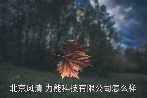 北京風(fēng)清 力能科技有限公司怎么樣